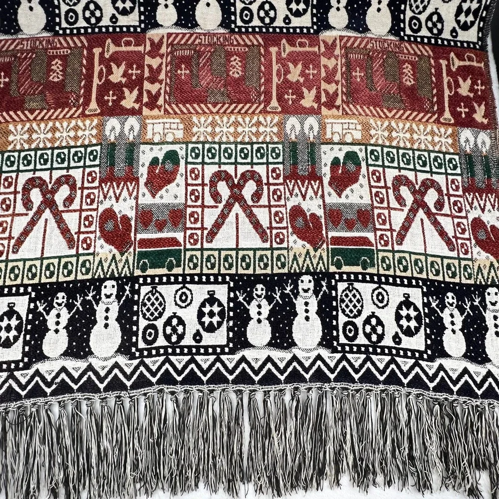 Christmas Curl Up Santa Throw‎ Blanket Tapestry Holiday Home Decor Rectangle
